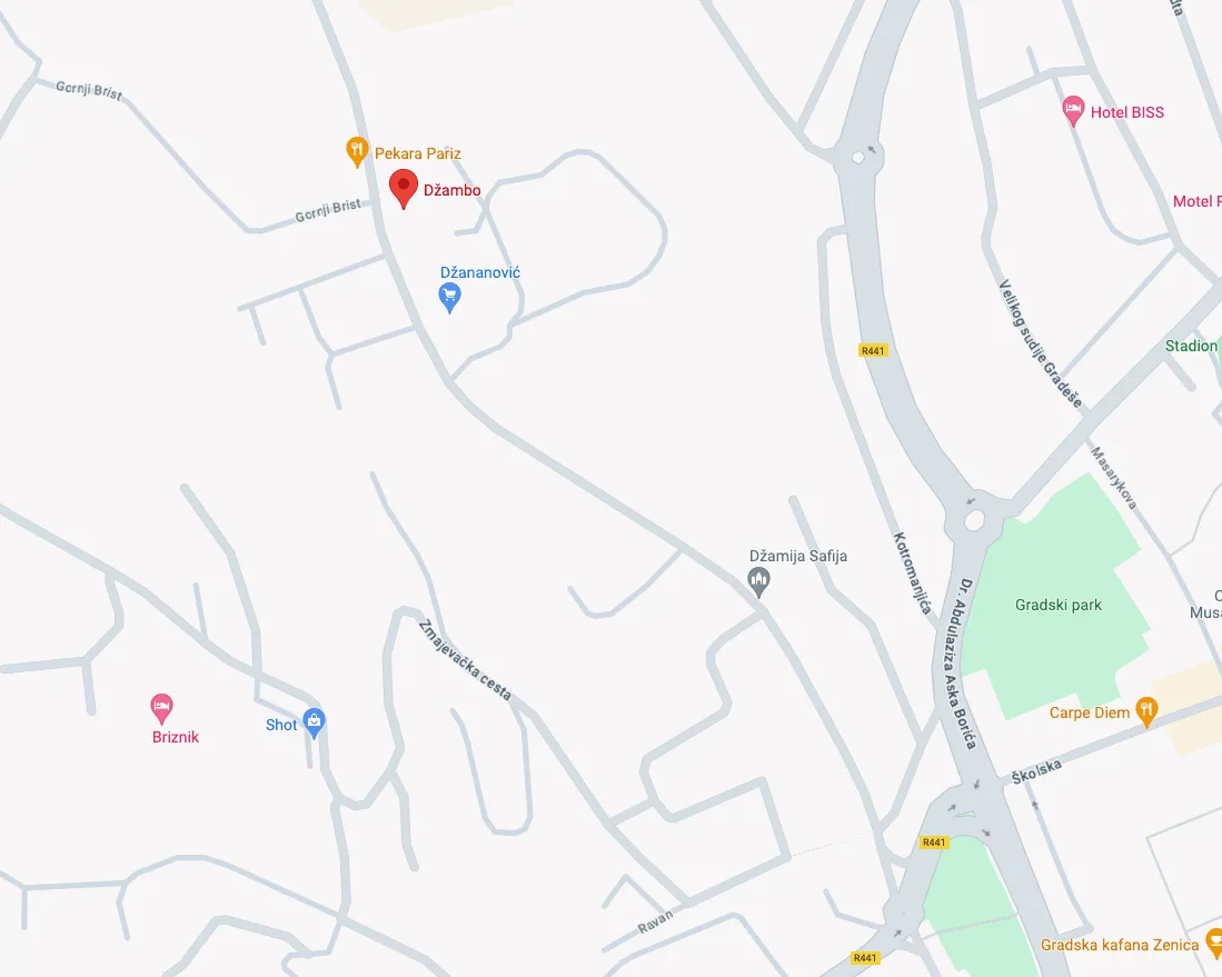 Mapa lokacije Džambo servisa u Zenici